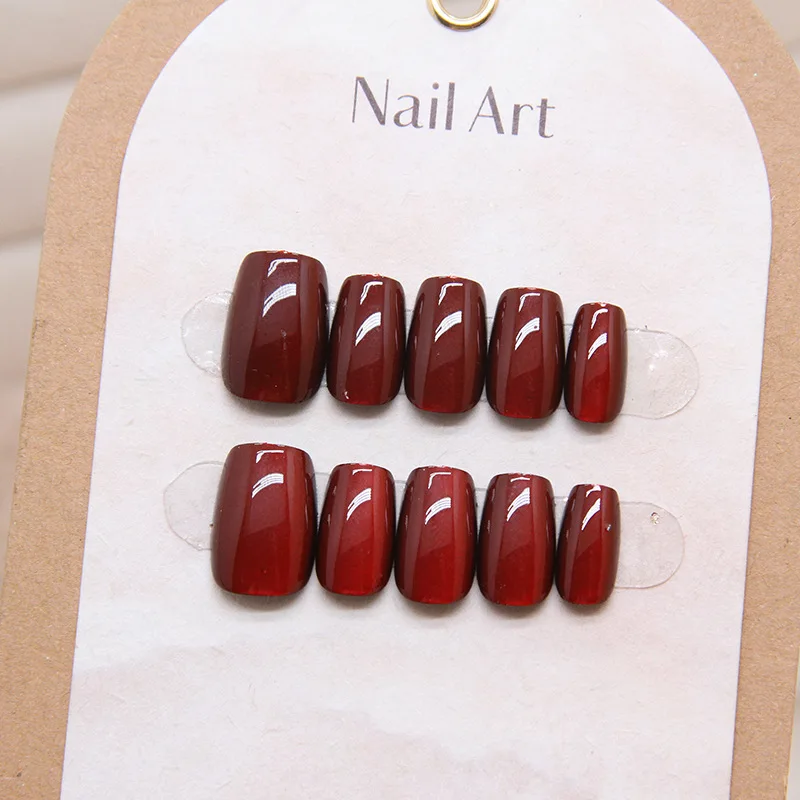 

30pcs Reusable Adhesive Press on Acrylic Nails Set Self-adhesive Red Decorated False Nails Aesthetic Ballet Glued Nail Fake 2024
