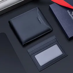 Men's leather wallet, fashionable short style card holder, multifunctional card bag, money bag