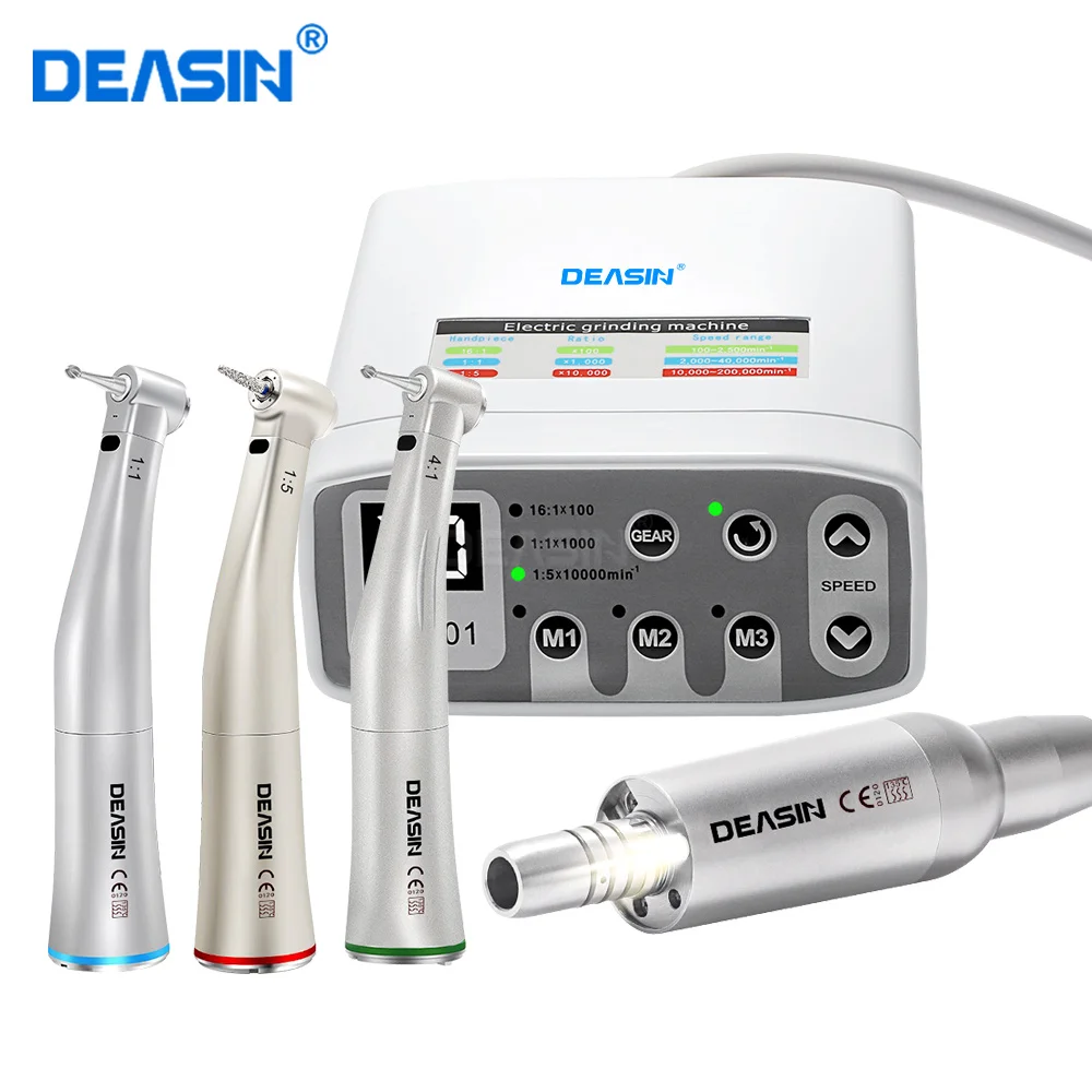 

DEASIN Dental clinical brushless LED micro motor work With 1:5 1:1 16:1 LED Contra Angle Dentist Low Speed Handpiece