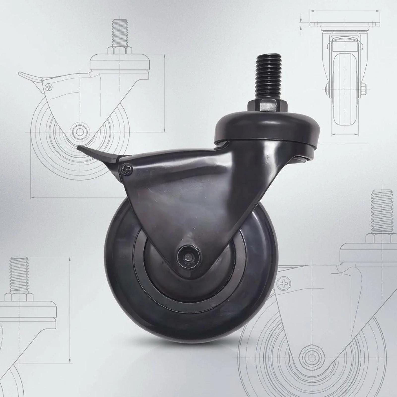 

Grill Leg Caster Even Rolling Locking Caster Wheel Replacement Hardware Easy to Install Non-Marking for Smoker Setup