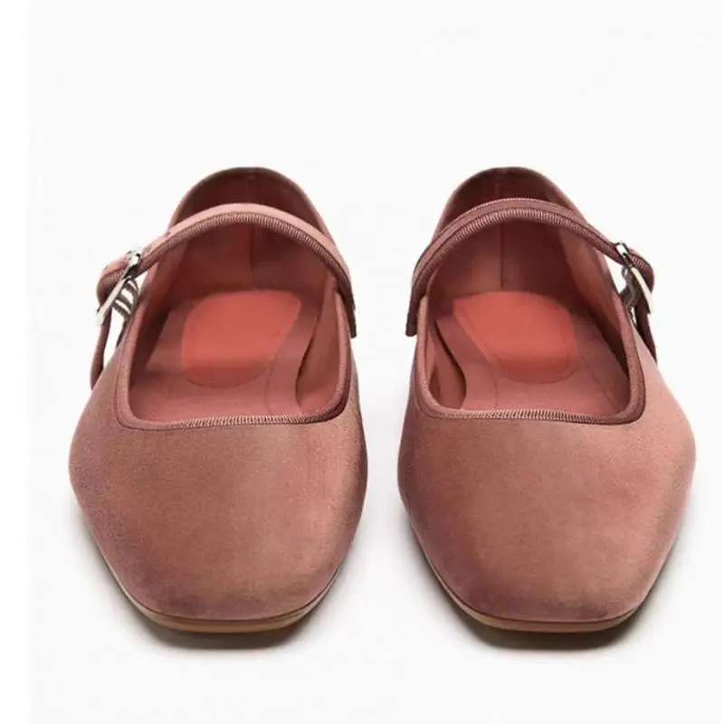 2025 Sprinf Autumn New Square Toe Ballet Flats Shoes For Girls Sweet Style Flat With Ladyshoes Mary Jane Single Shoes Trend