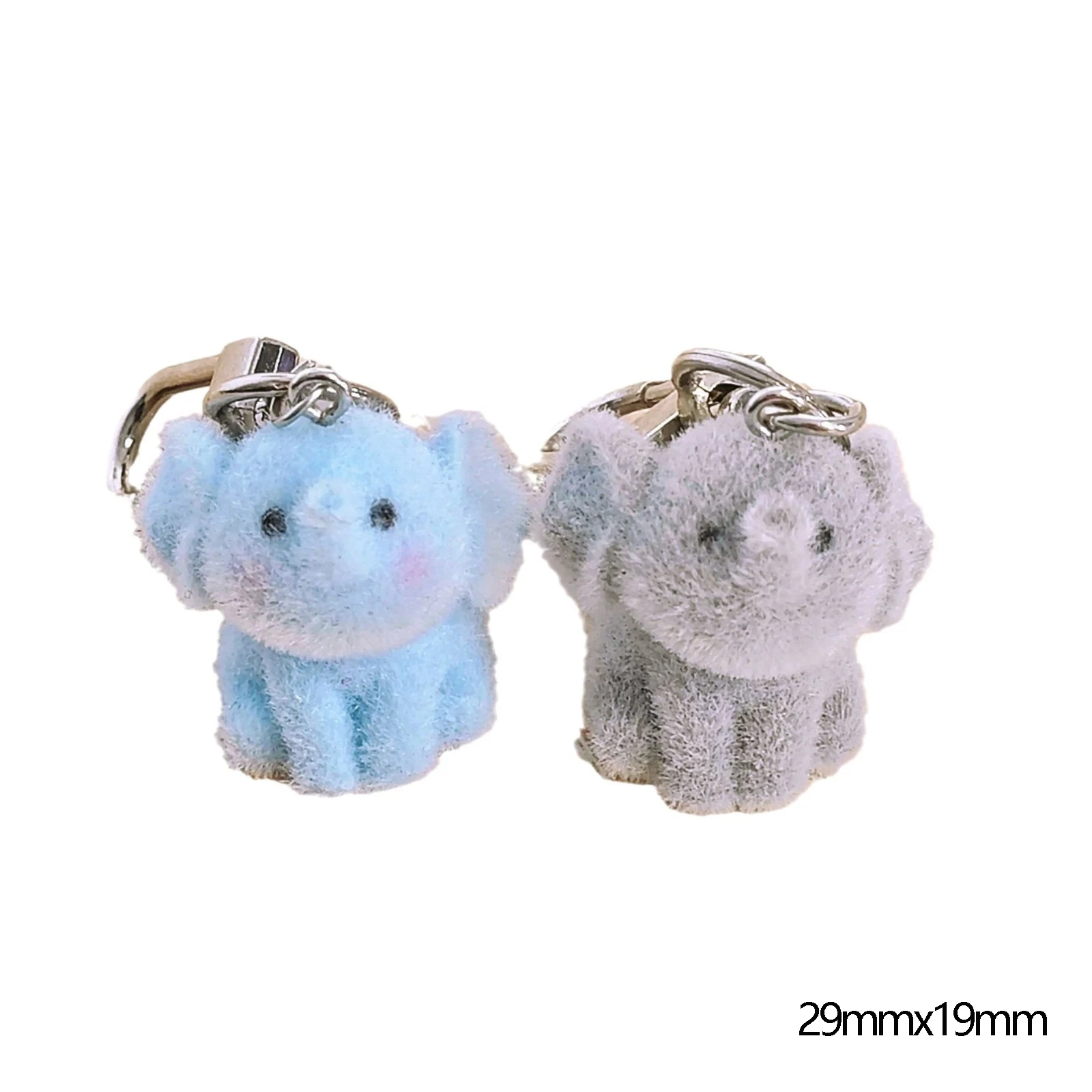 20PCS 3D Resin Flocking elephant Keychain Plush Doll Pendant for Necklace Bags Charms Making DIY Handmade Accessories Wholesale