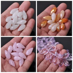 6mm 8mm 10x20mm Pure Color & Plated Teardrop Faceted Crystal Glass Top Drilled Pendant Drops Loose Beads For Jewelry Making DIY