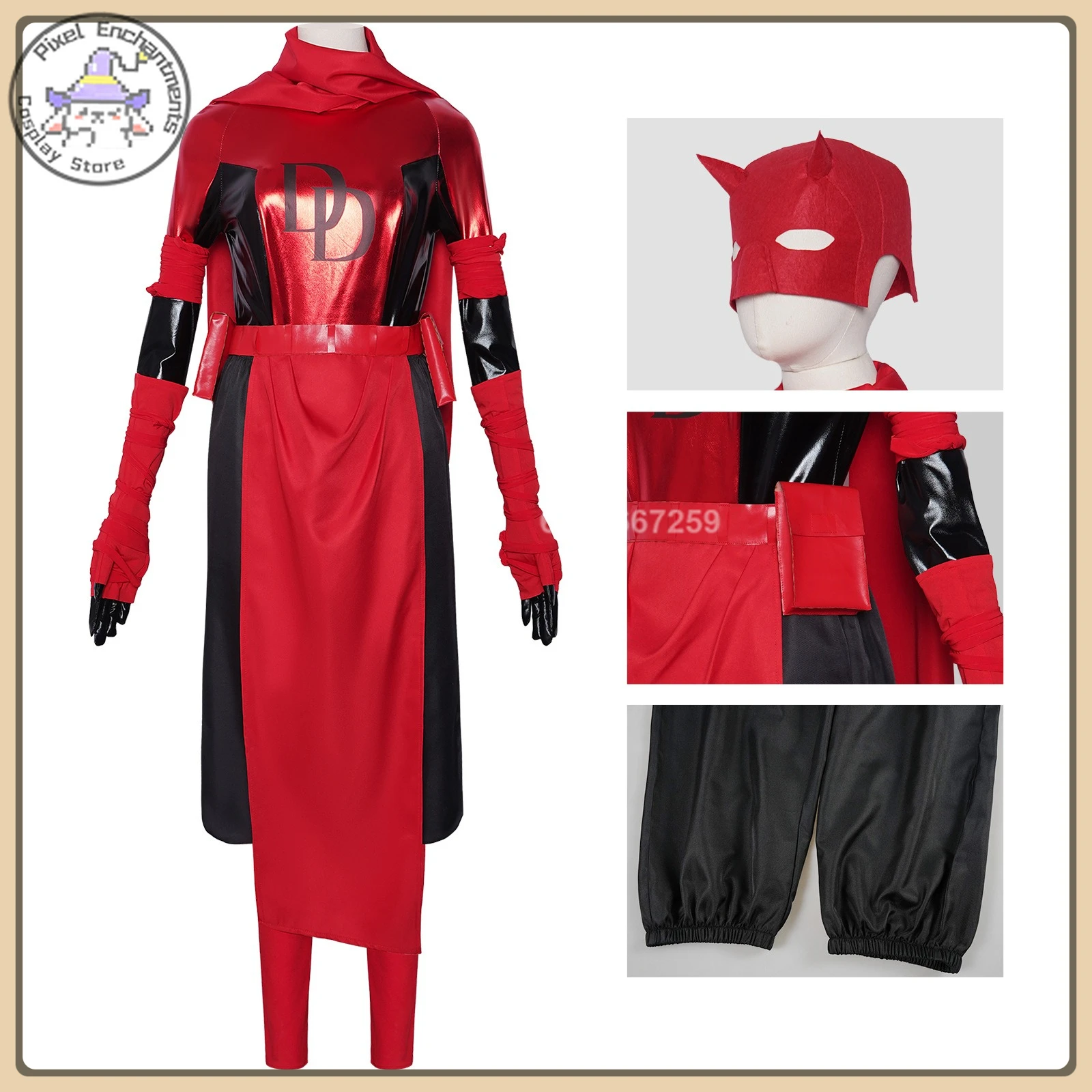

Popular Elektra Cosplay Costume (Trendy Style) Classic Red Suit + Glossy Texture Full Set High Quality Anime Clothes (Female)