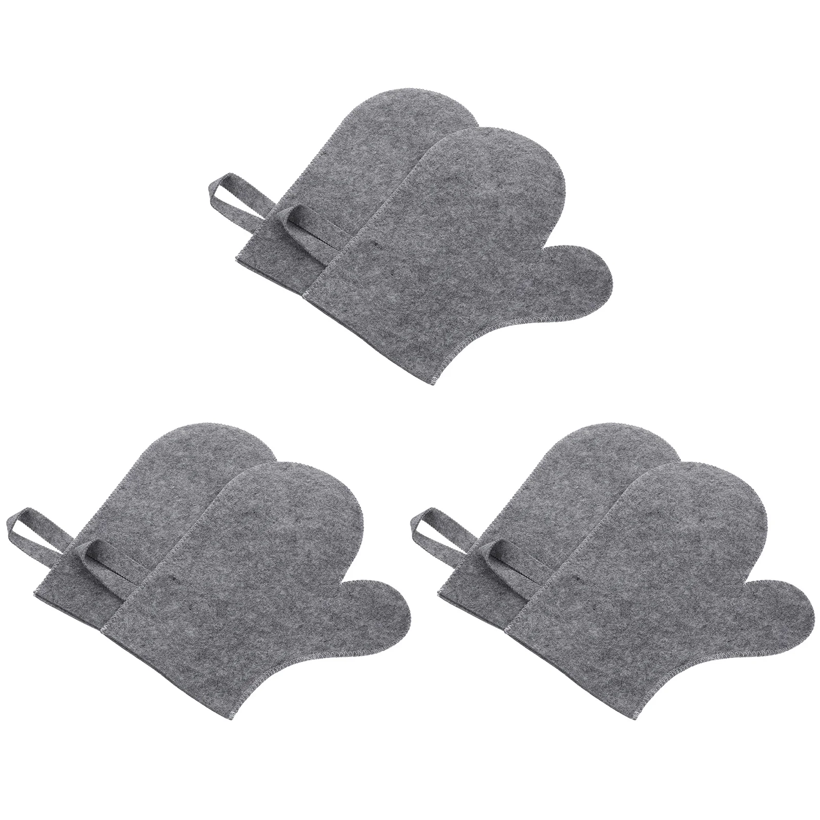 

6 Pcs Gloves Bath Sauna Felt Mittens Comfortable Decor Grey Women