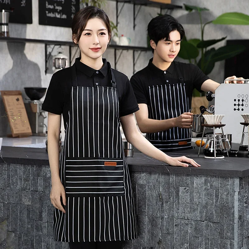 

Adult Apron Striped Restaurant Chef Apron Outdoor Camping Picnic Cook Cafes Grill Bar Kitchen Aprons for women men waterproof