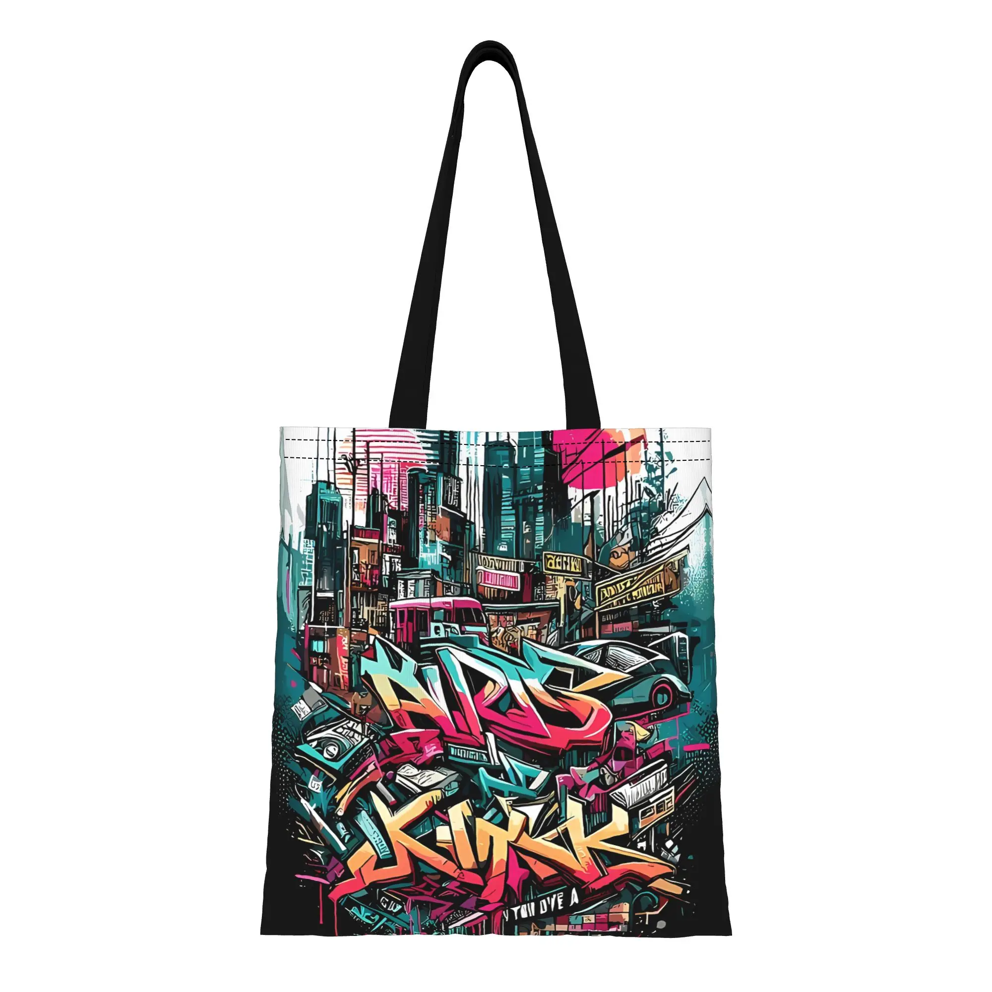 

Y2K Street Graffiti Canvas Woman Tote Bag for Shopping Travel Outdoor Heavy Duty Shoulder Handbag