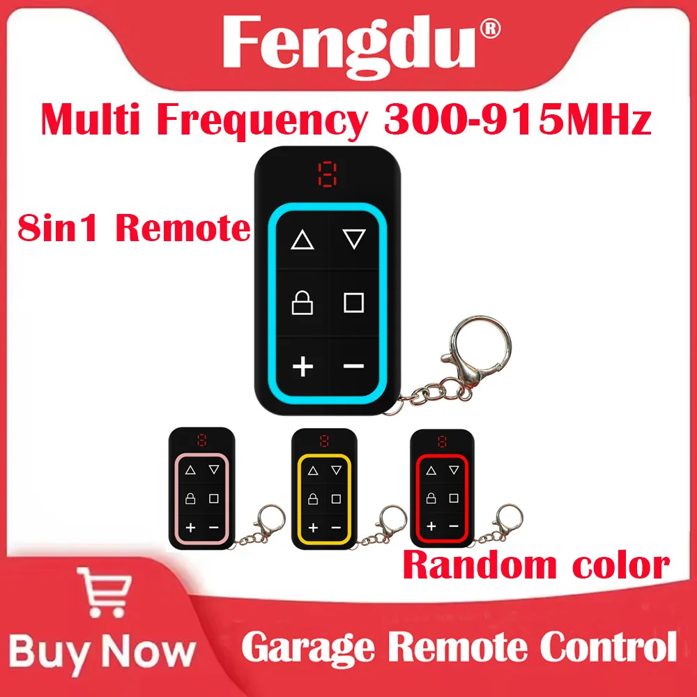 Controle Remoto 8 em 1 Multifrequência 300-915MHz Duplicador Clone Face a Face para Abridor de Portão de Garagem