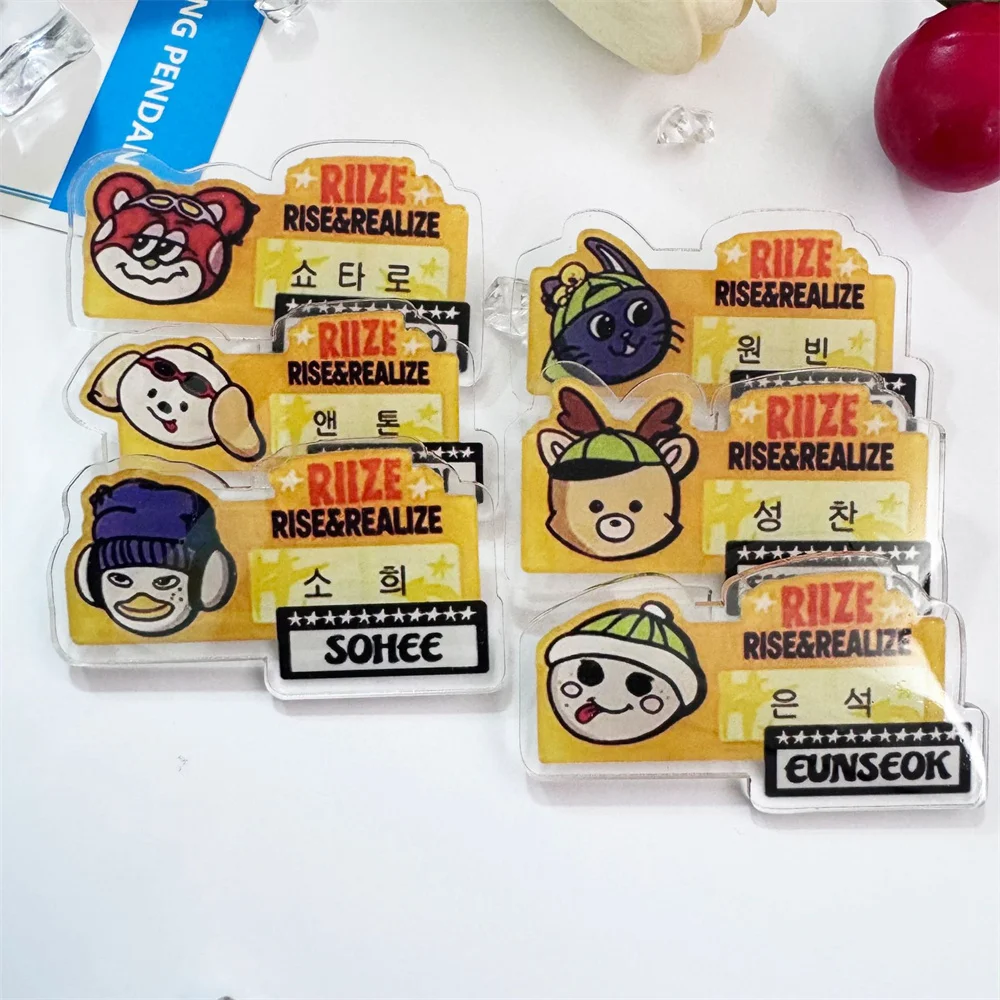 KPOP RIIZE RIIZING DAY Cartoon Acrylic Name Tag Wonbin Eunseok Sohee Cute Brooches Pins Fans Clothing Bag Hat Accessory Gifts