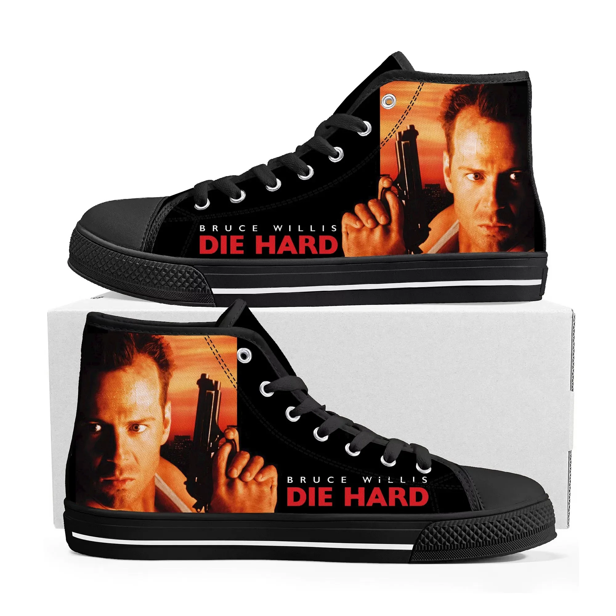 Die Hard Bruce Willis Sapatilha de Lona para Homens e Mulheres, Casual Custom Made Shoes, Personalizar Sapato, Alta Qualidade, Adolescente, Alta Qualidade