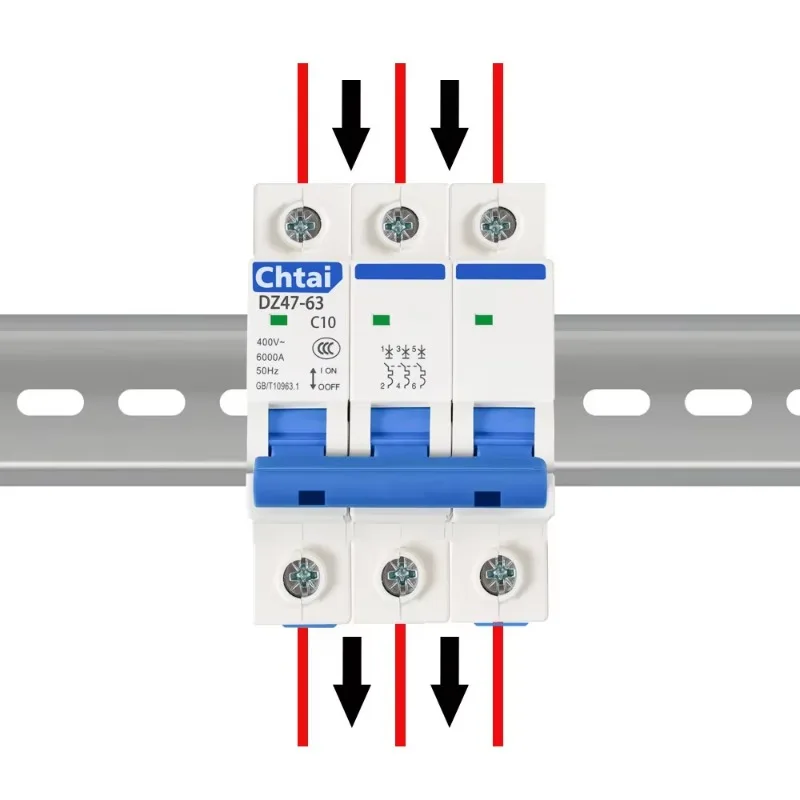 AC MCB C tipo 230/400V 50HZ/60HZ Mini disyuntor 1P 2P 3P 4P 32A 63A Protector de sobrecarga montaje en carril Din capacidad de ruptura