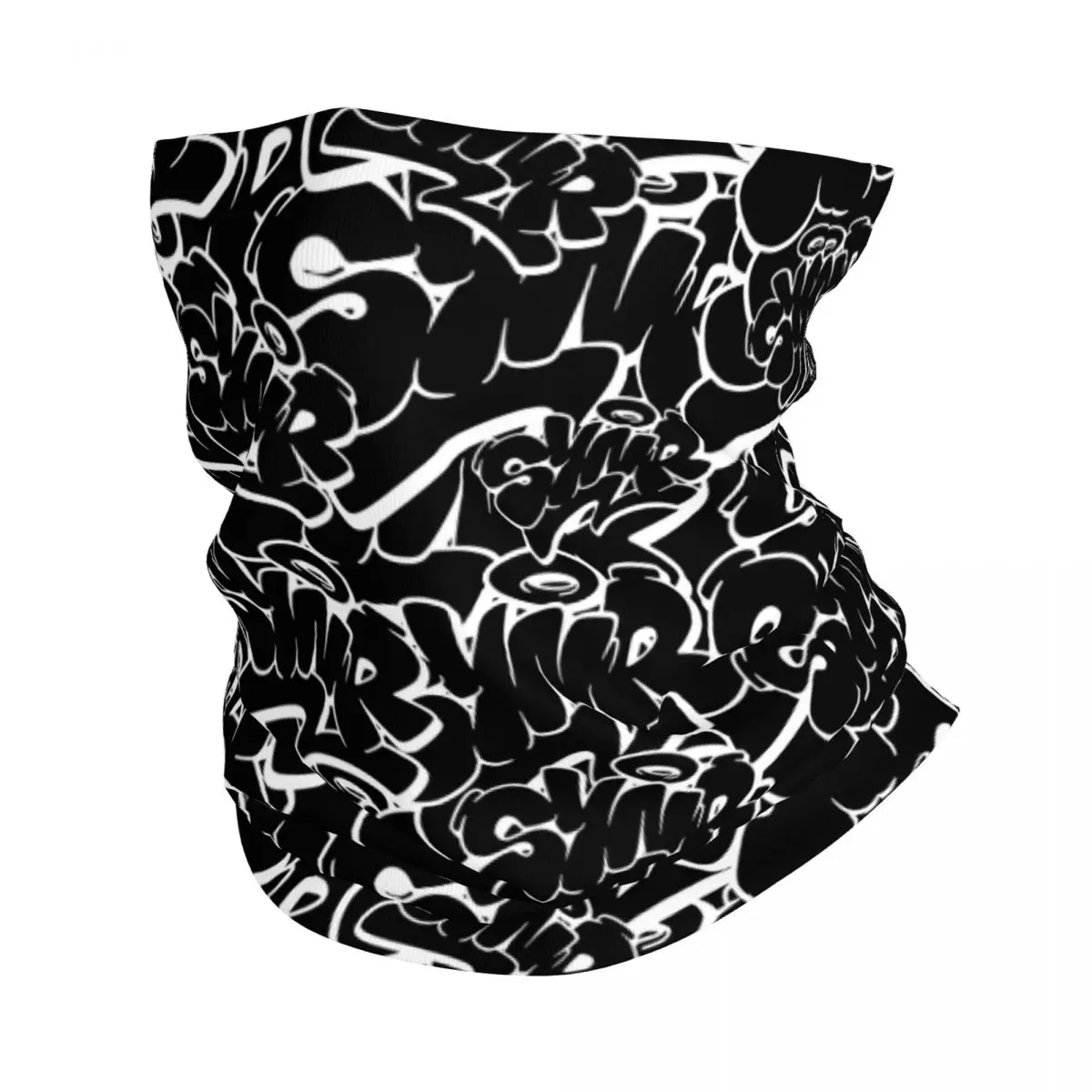 Synr White On Black Graffiti Headband Neck Warmer Men Ski Running Tube Scarf Medical Nurse Face Bandana Gaiter