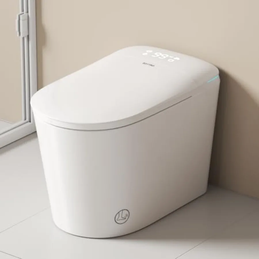 Smart toilet for modern bathrooms: elongated one-piece design with auto open/close lid, ADA-height heated seat, warm water bide