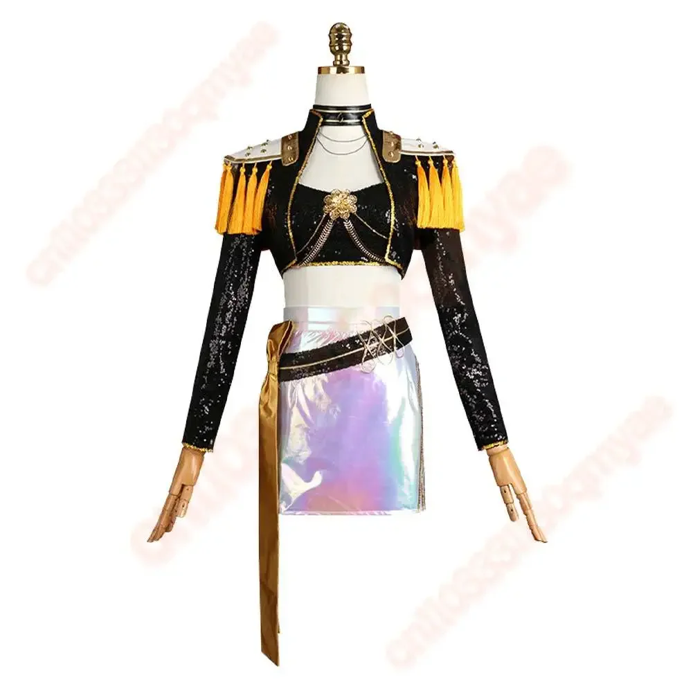 Руми Зои Мира Косплей Черное Золото Костюм Парик Охотники Демонов Мультфильм KPop Женщины Девушки Ролевая Игра Одежда Хэллоуин Карнавальная Вечеринка