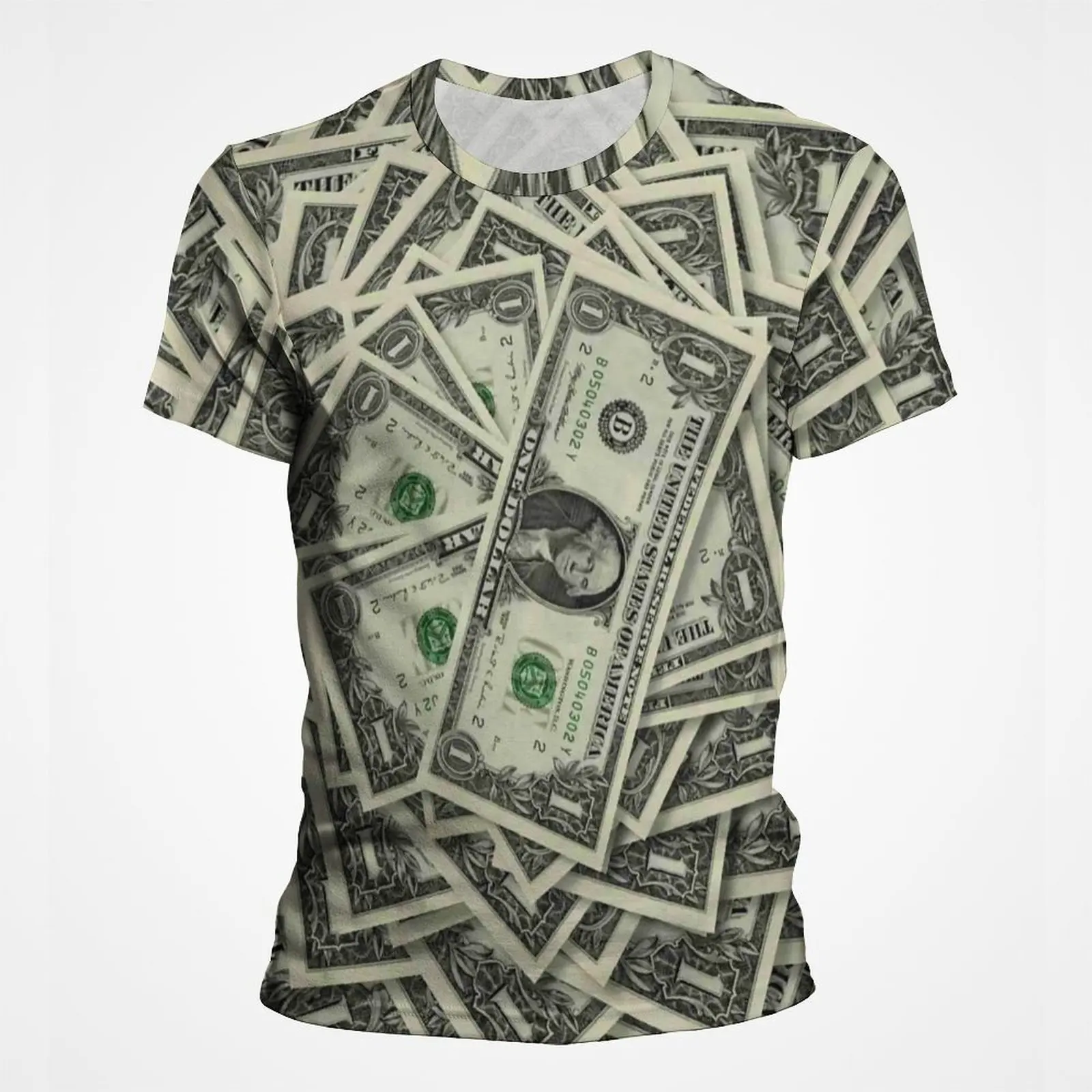 3D Print USD U.S. Dollar Dollar Bills Money T Shirt For Men Short Sleeve Streetwear Graphic Tee Shirts Men\'s Hip Hop Tee Tops