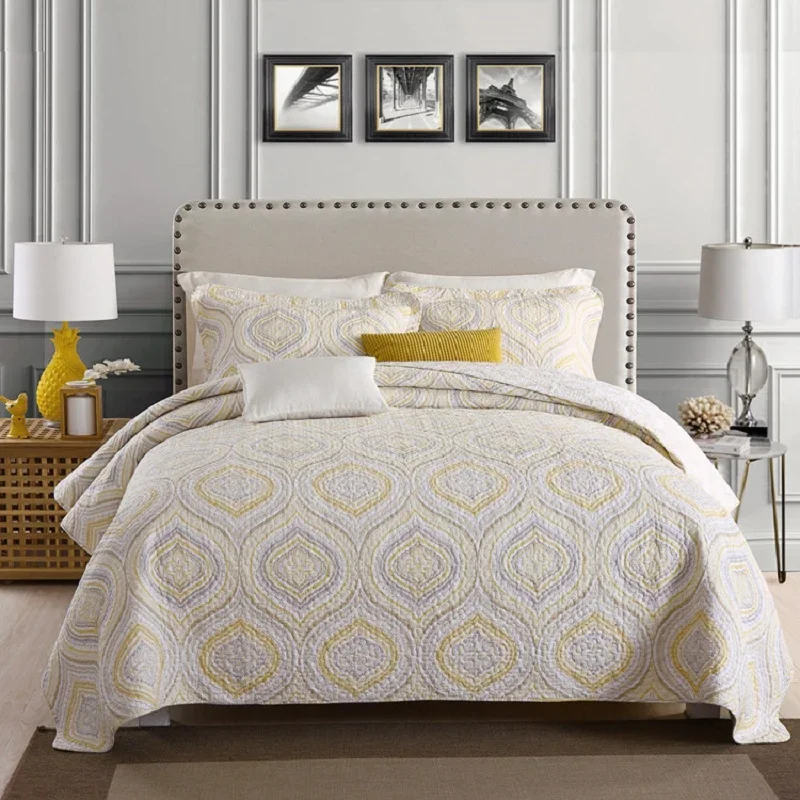 3pcs Cotton Quilt Set Quilted Bedspread on The Bed Summer Double Bed Comforter Padded Blanket Coverlet Cubrecam Bed Cover Colcha
