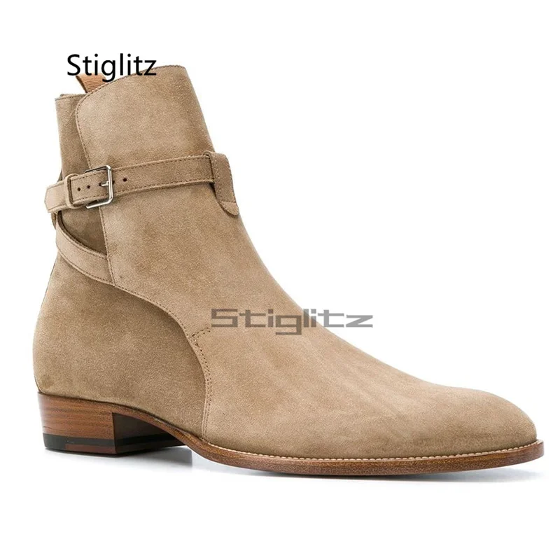 

Мужские ботильоны с матовой пряжкой в британском стиле, кожаные парикмахерские туфли на квадратном каблуке, мужские классические винтажные ботинки челси