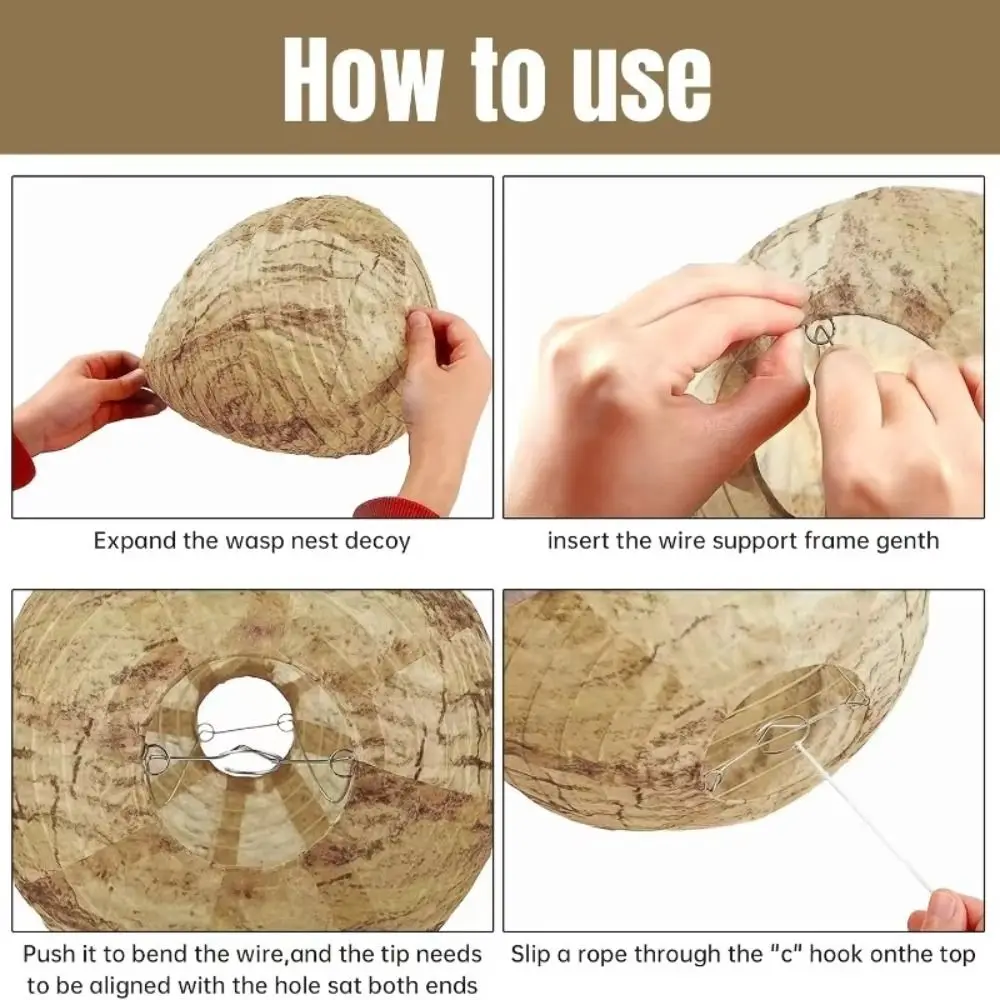 Hornets Deterrent Waterproof Wasp Nest Decoy Reusable Eco-Friendly Artificial Beehive Paper Hanging Beehive Lantern Outdoor