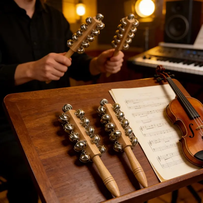Orff Wooden Instrument with Metal Bells, Clear and Pleasant Timbre, Suitable for Musical Instrument Recognition, Rhythm Training