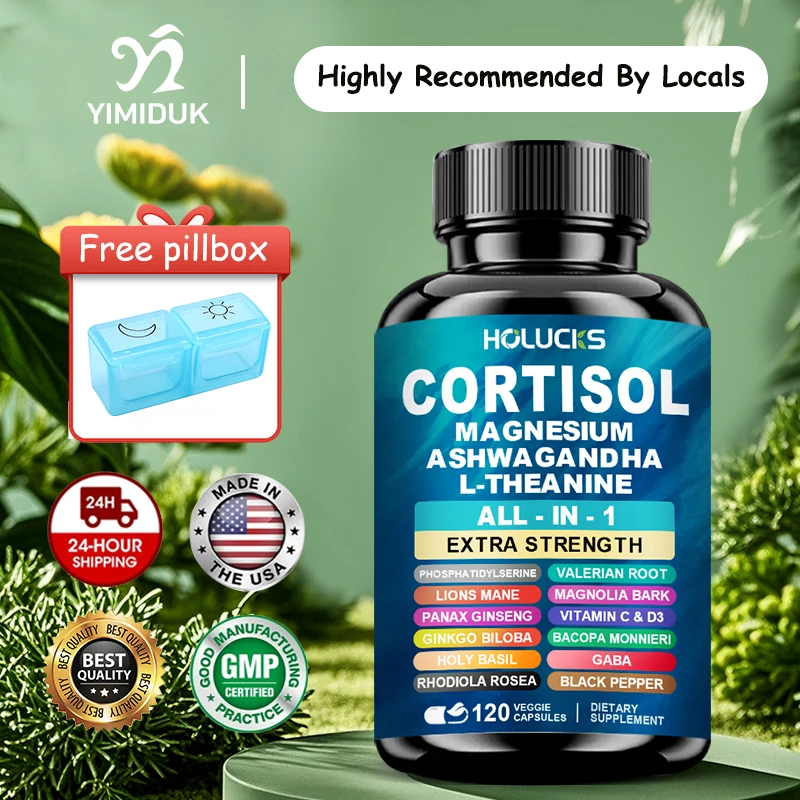 

High Absorption Cortisol Capsules, with Vitamin D3, Support Stress Management & Mood, Anxiety Relief & Sleep Quality, Vegan