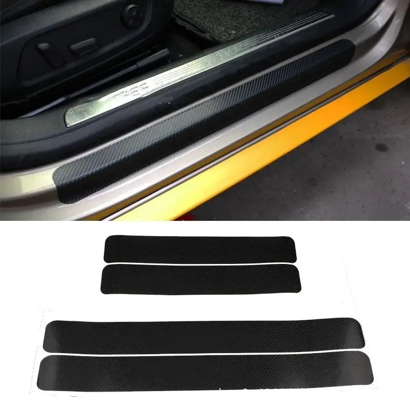 

4Pcs for Lada Priora Car Stickers Universal Sill Scuff Anti Scratch Carbon Fiber Auto Door Decals Styling Mouldings