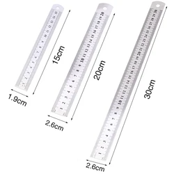 Regla de Metal de acero inoxidable, regla recta de 15/20/30cm, regla de estudiante, herramienta de nivel de medición de doble cara de precisión, dibujo de carpintería