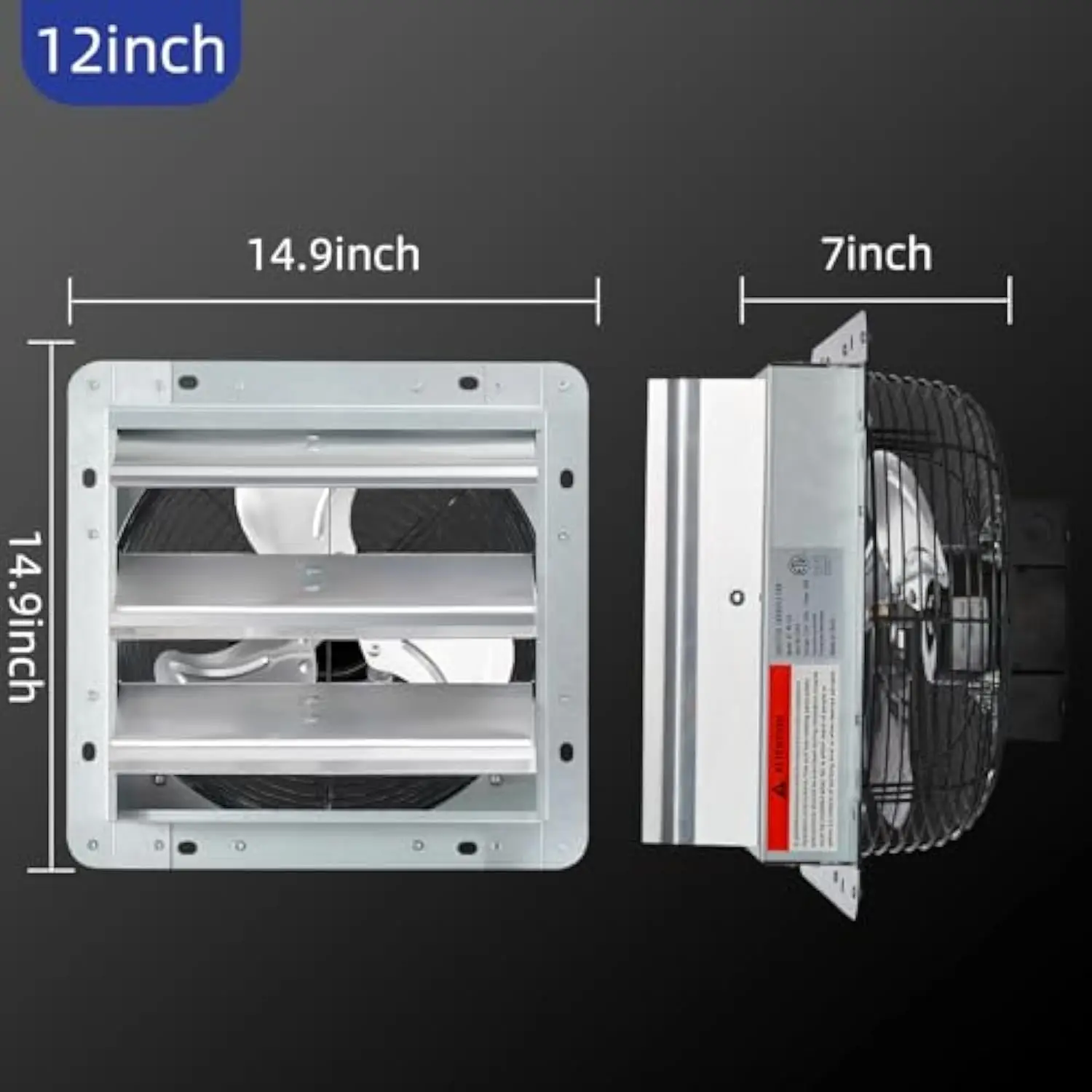 12 inch wall mounted louver exhaust fan, high-speed 1630 rpm ，attic fan, suitable for ventilation, extraction, and exhaust in
