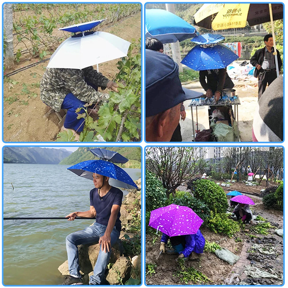 Imagem -06 - Livre Portátil Chuva Guarda-chuva Chapéu Dobrável Pesca Pára-sol Boné à Prova Impermeável Água Acampamento Pesca Praia Chapéu de Sol 69 95cm ao ar