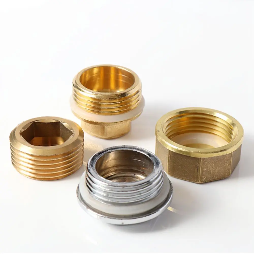 Solid Brass Threaded Pipe Plug Male Water Plumbing Fitting Seal Connector Cap For Domestic Industrial Pipes