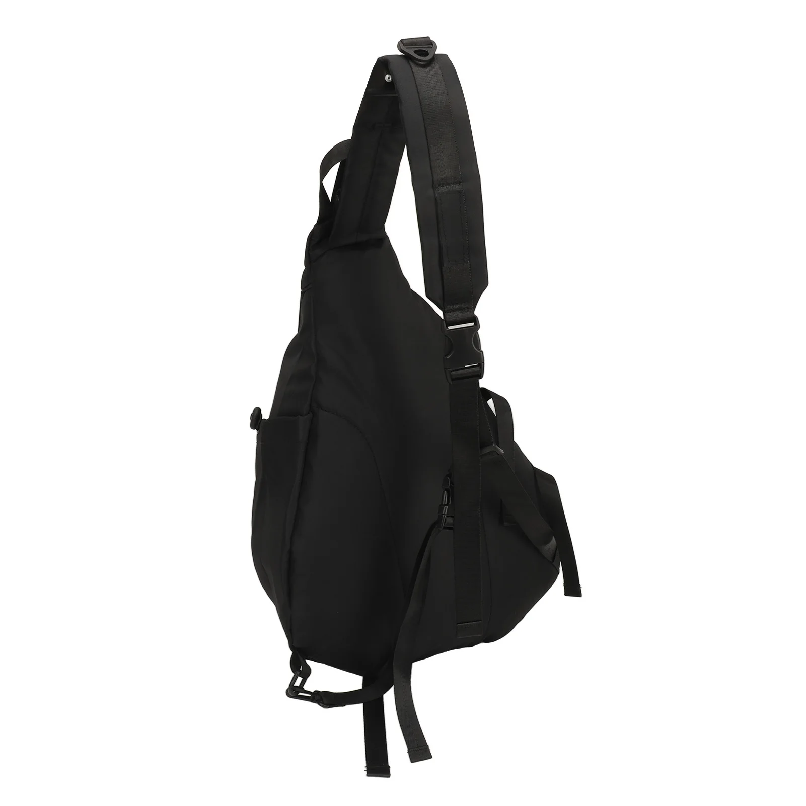 Große schwarze Umhängetasche, wasserdichter Sling-Rucksack, Oxford-Stoff, Outdoor-Sport-Brusttasche für Männer und Frauen, großer schwarzer Sling-Rucksack – Detail 9