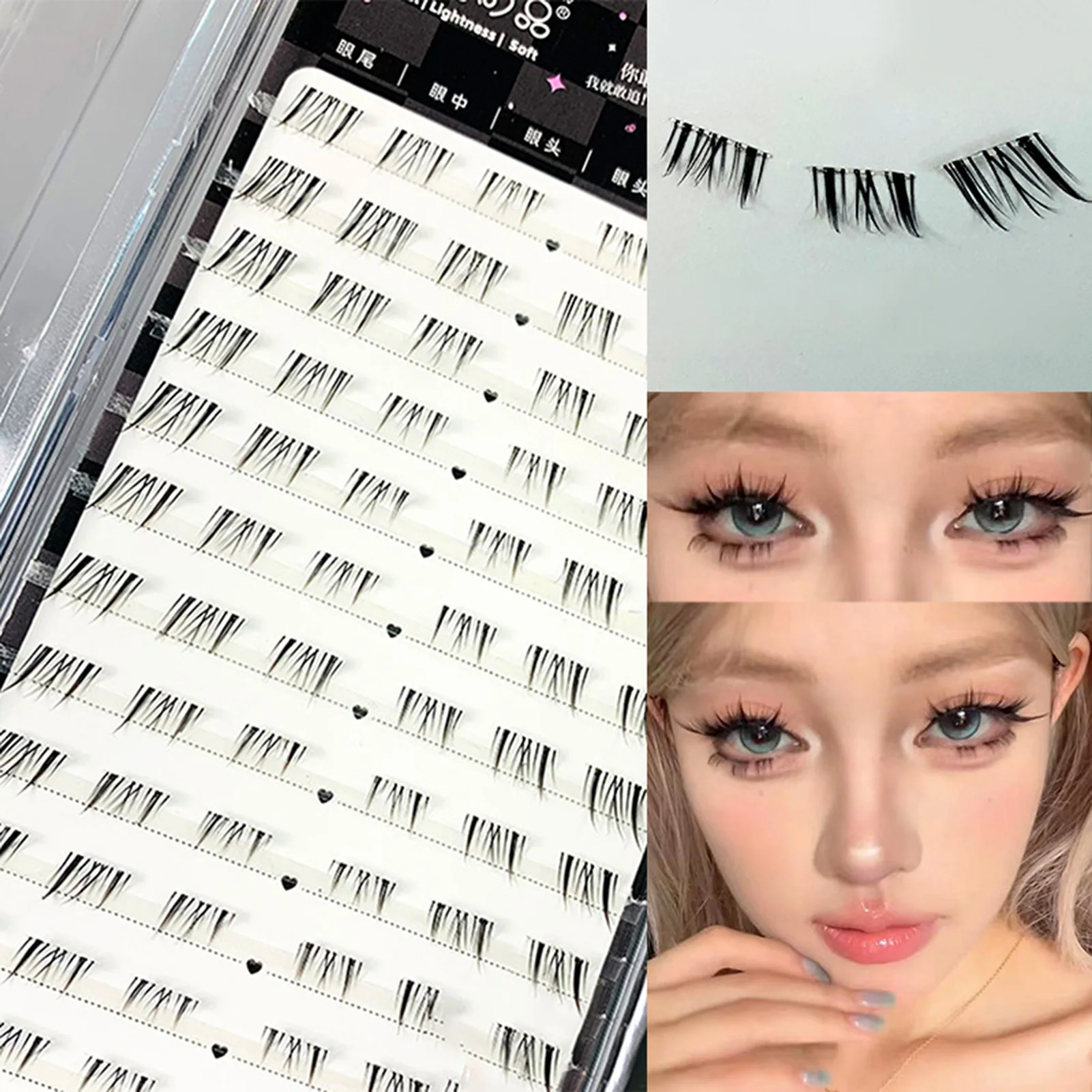 3D DIY Cosplay Fake Eyelashes Lightweight 3D Eyelash Cluster Extensions for Beauty Blogger Makeup Supplies