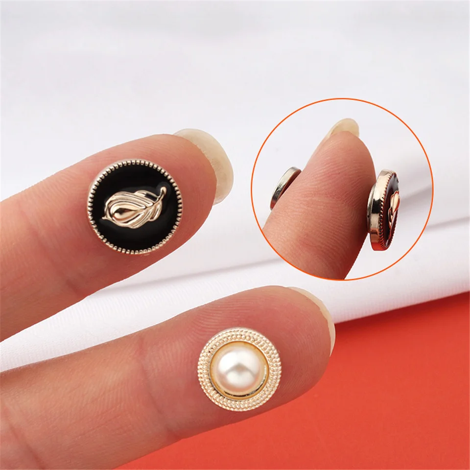 Fashion Magnet Concealed Buckle Detachable Shirt Adjustment Pearl Buttons Nail-free Brooch Decorative Button Set