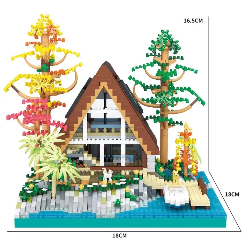 Creative Center Log Cabin Building Blocks fai da te City House Model builder Micro Blocks mattoni di natale giocattoli per regalo per bambini