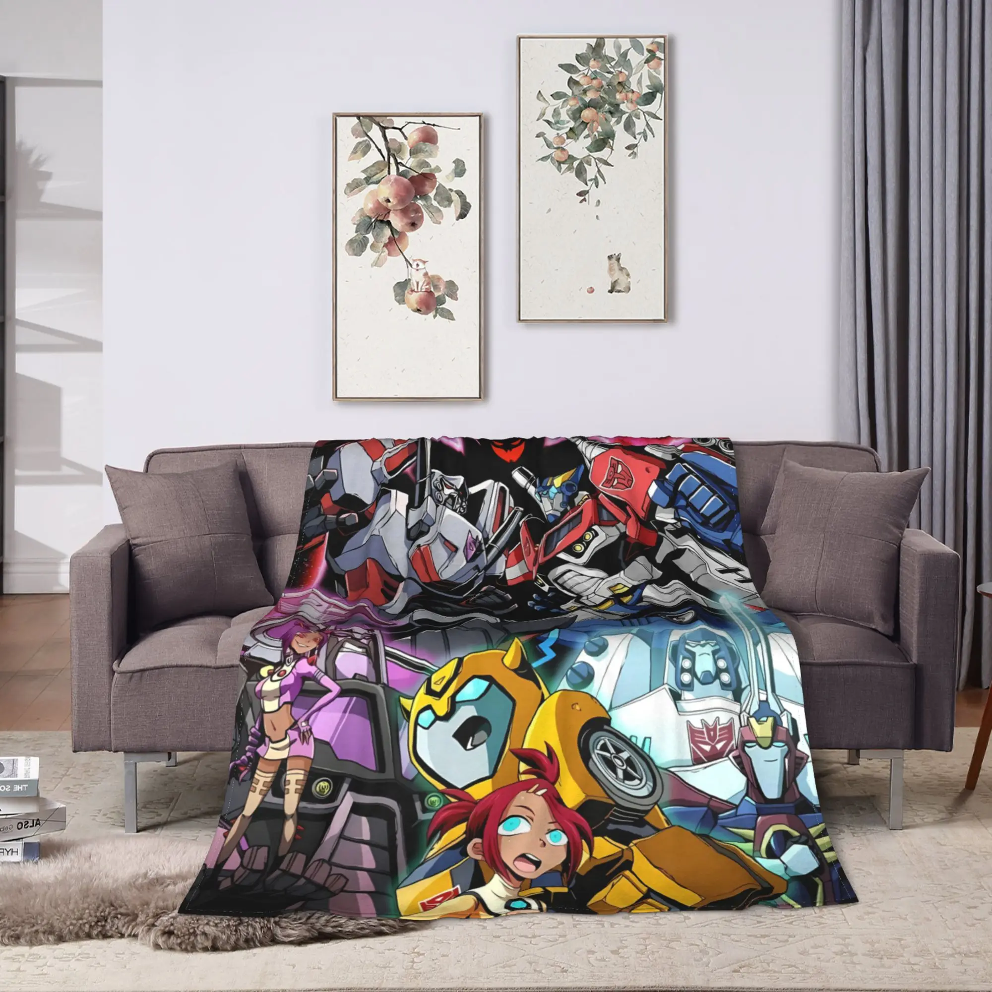 Transformered Cartoon Blanket Quality Warm  Throw Blanket Autumn Airplane Travel Couch Chair Sofa Bed Comfortable Bedspread