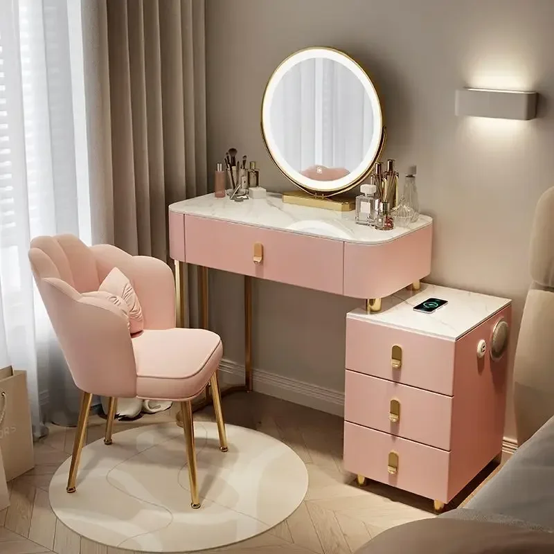 Wooden Bedroom Makeup Vanity Light Mirror Comfortable Dressing Table Multifunctional Vanity Tocador De Maquillaje Furniture