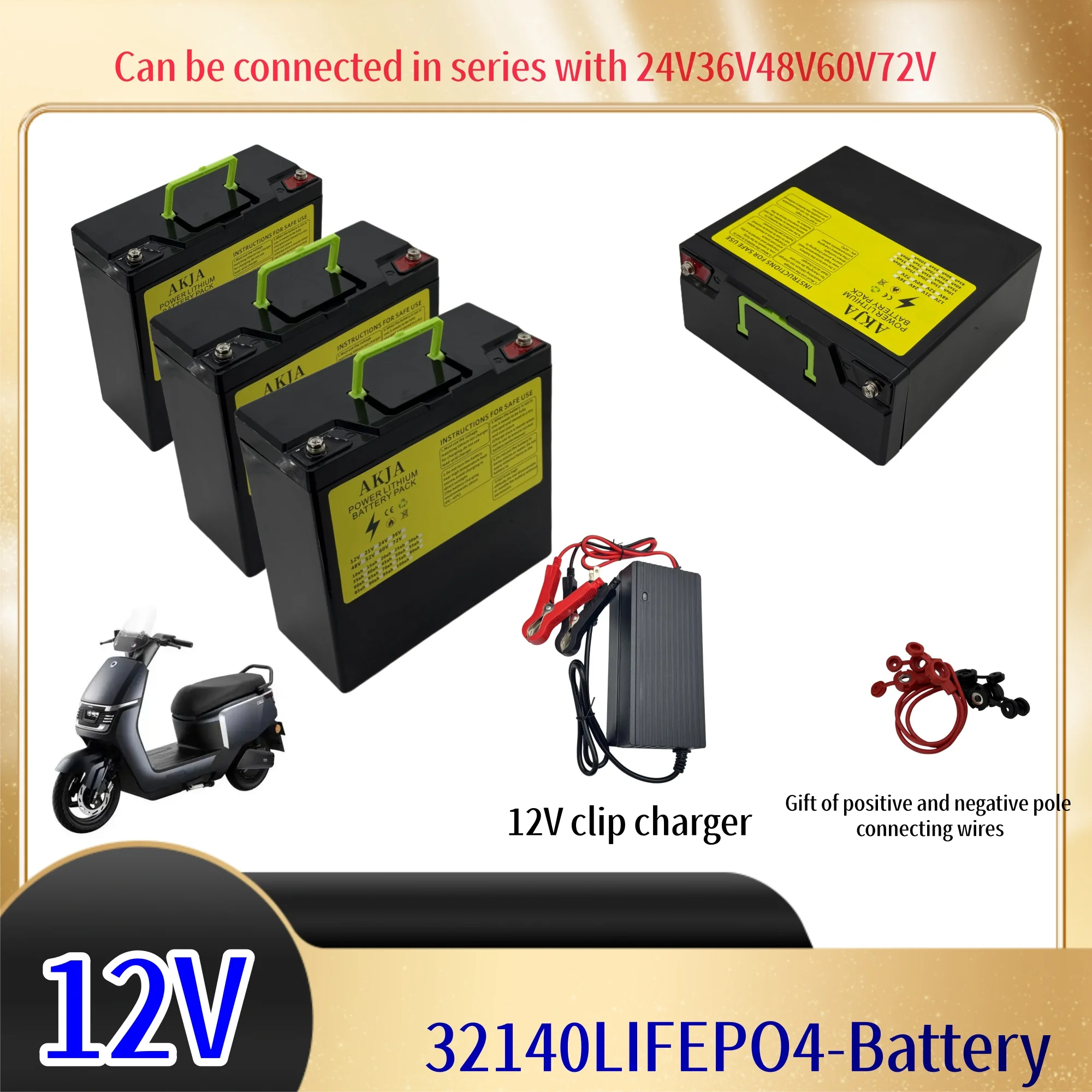 

Air transportation, 100% capacity, new 12V15AH-30AH 32140LIFePO4 battery, can be used in series with 24V36V48V60V72V