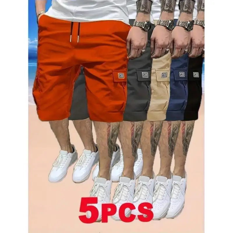

Khaki Men's Mid-Waist Knee-Length orts Retro Sle Ciwalk Nine-Piece Pants Elastic Micro Stretch Tee Acetate Fiber