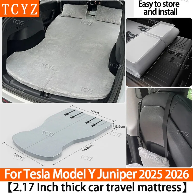 For Tesla Model Y Juniper 2025-2026 Car Camping Mattress ,Removable Hardwood Board Support, High Density MDI Sponge Foldable Bed