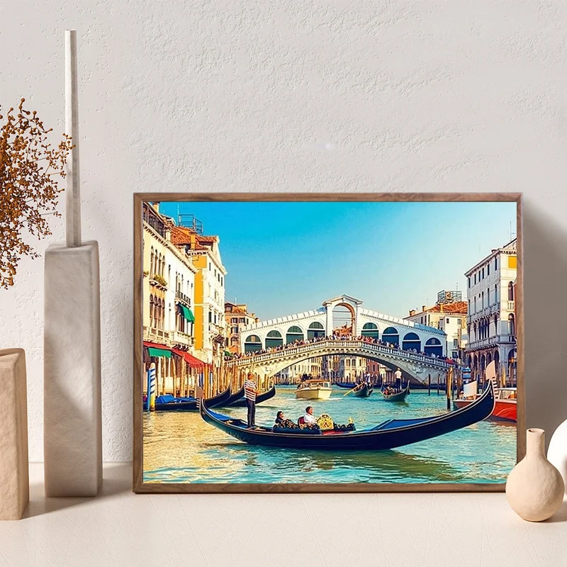 Puzzle de 500/1000/1200/2000 pièces Maisons et Bateaux sur l'Eau, Décoration Moderne pour la Maison, Cadeau, Jouets Éducatifs