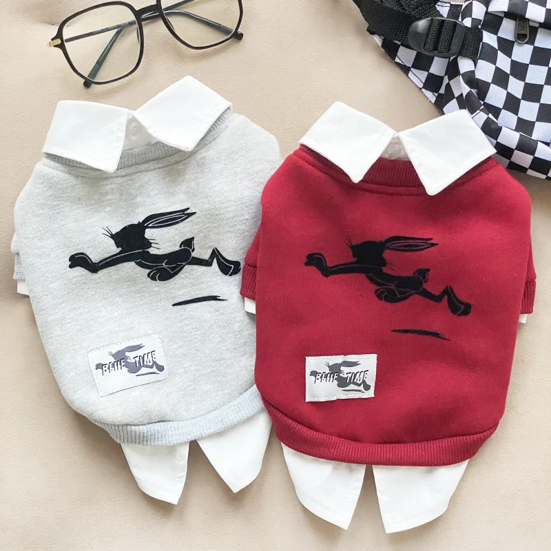 Here Comes The Flying Rabbit! Fashion Brand Retro Plush Teddy Bear Snow Nari Kitten Medium-sized Dog Autumn and Winter Clothing