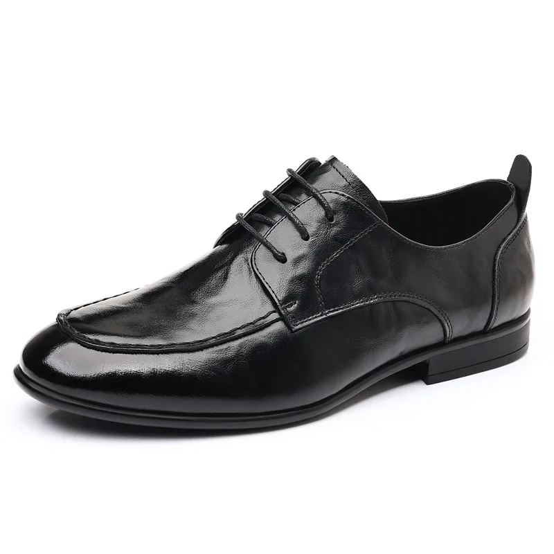 

Top Quality Men's Genuine Leather Dress Shoes Formal Business Oxford Shoes 2026 New Soft Sole Breathable Office Leather Shoes