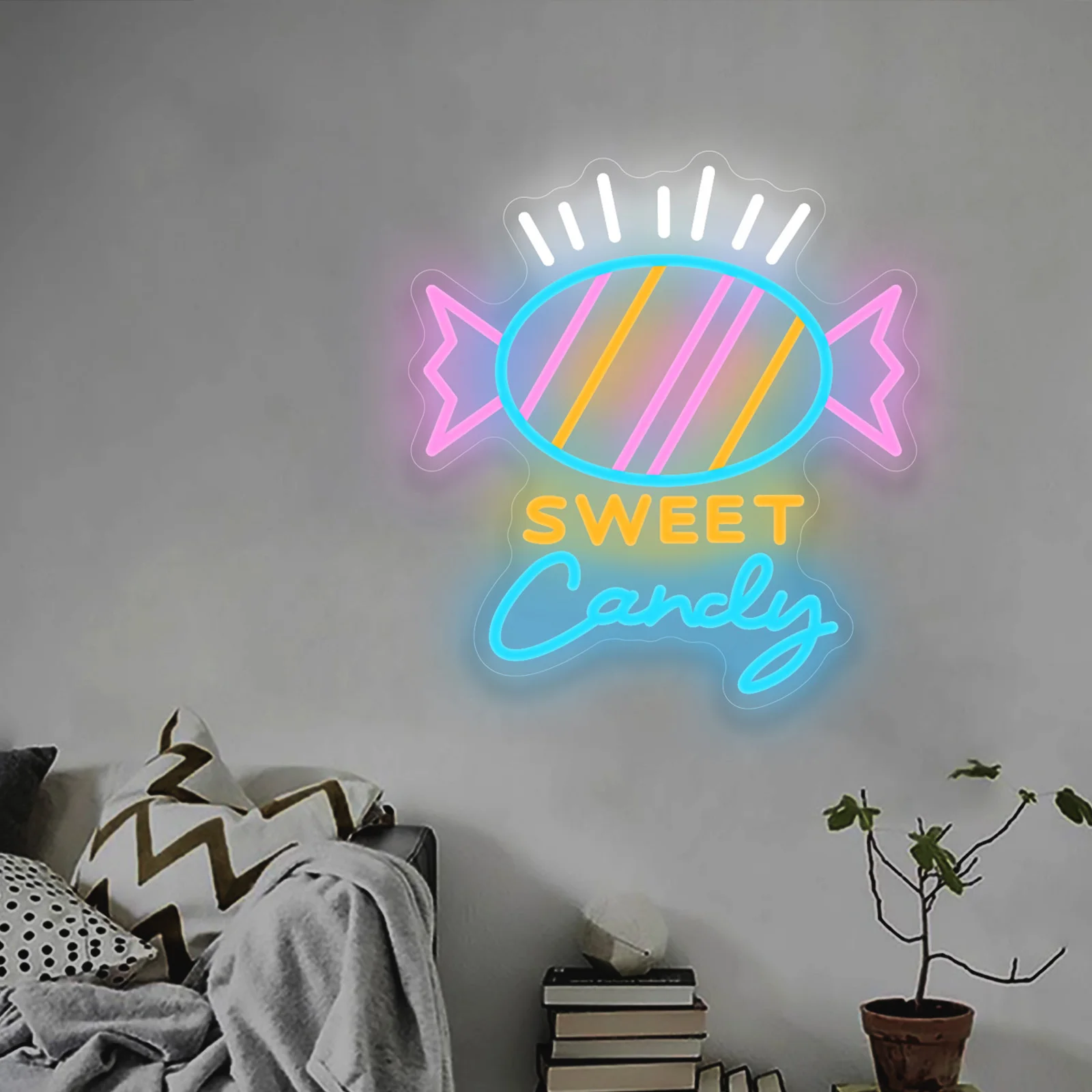 الحلوى الحلوة النيون USB عكس الضوء LED ضوء النيون لمتجر الحلوى الحلوى مقهى مركز تسوق مخزن ديكور افتتاح هدية