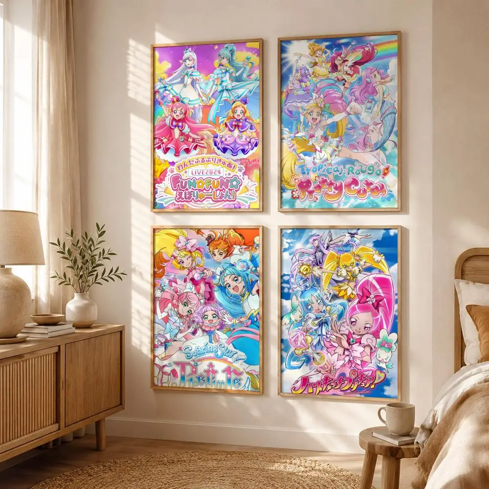Cute Anime P-Pretty Cure Poster All-match HD Waterproof Self-Adhesive Wall Art Sticker For Home Bedroom