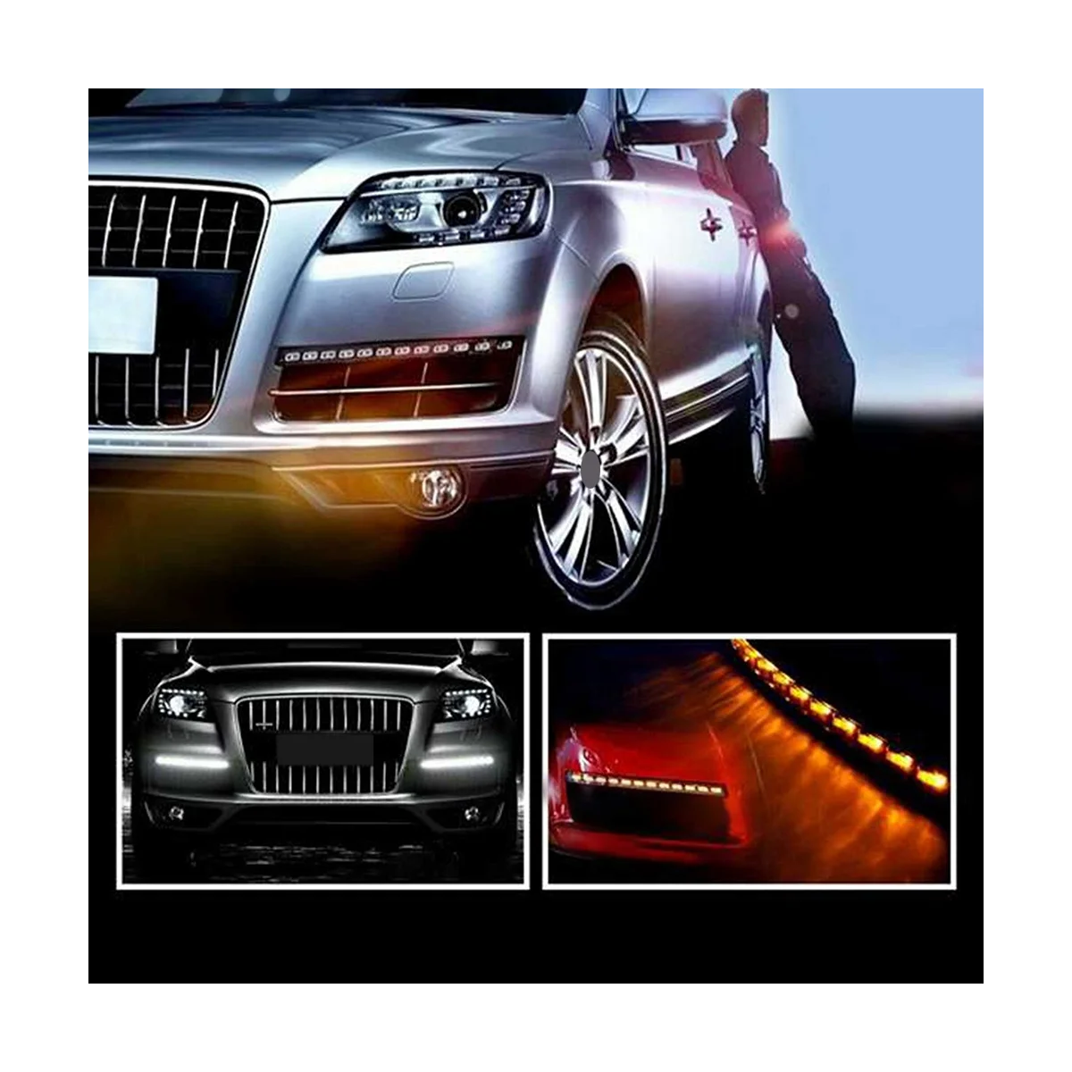 For Audi Q7 2005-2009 Daylight Car LED DRL Daytime Running Lights Turn Signal Lights Car Accessories