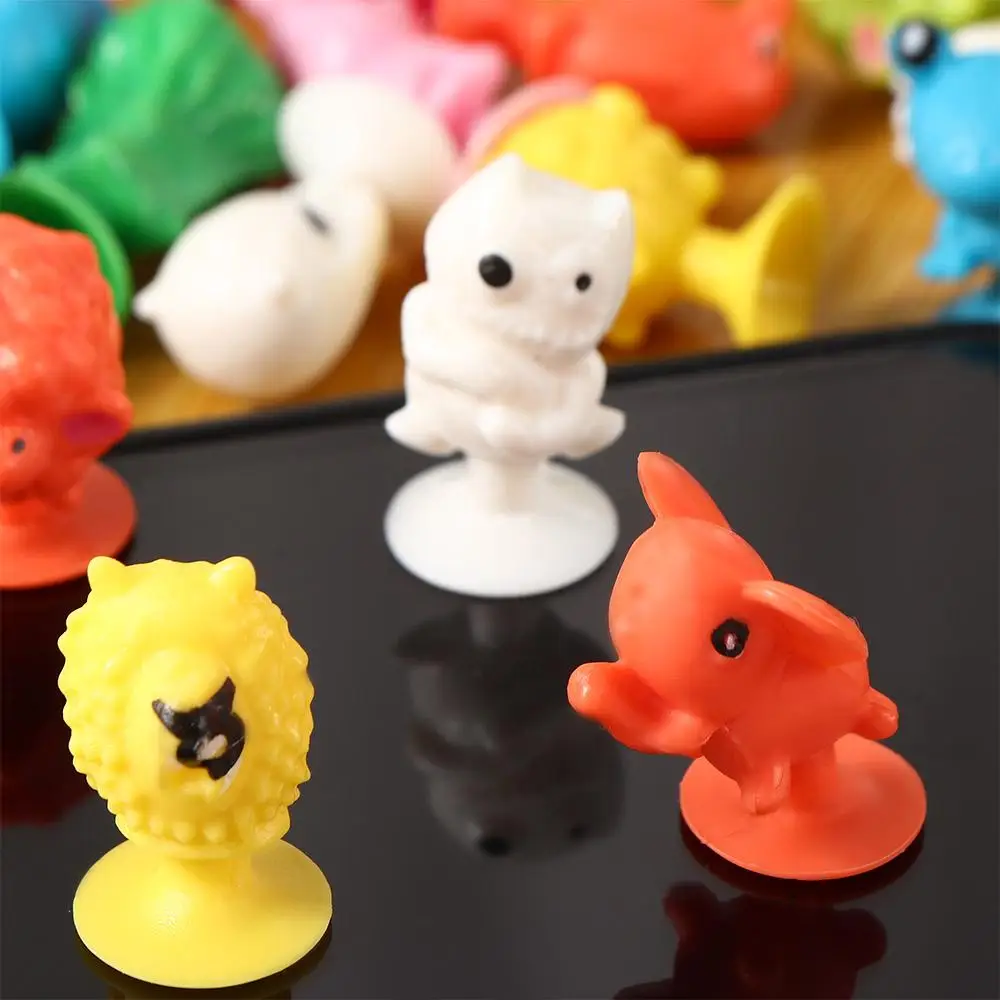 20Pcs/lot Toys Mini Doll Animal Action Figures Silicone Cartoon Sucker Dolls Suction Cup Puppets Suction Cup Toys Capsule Model