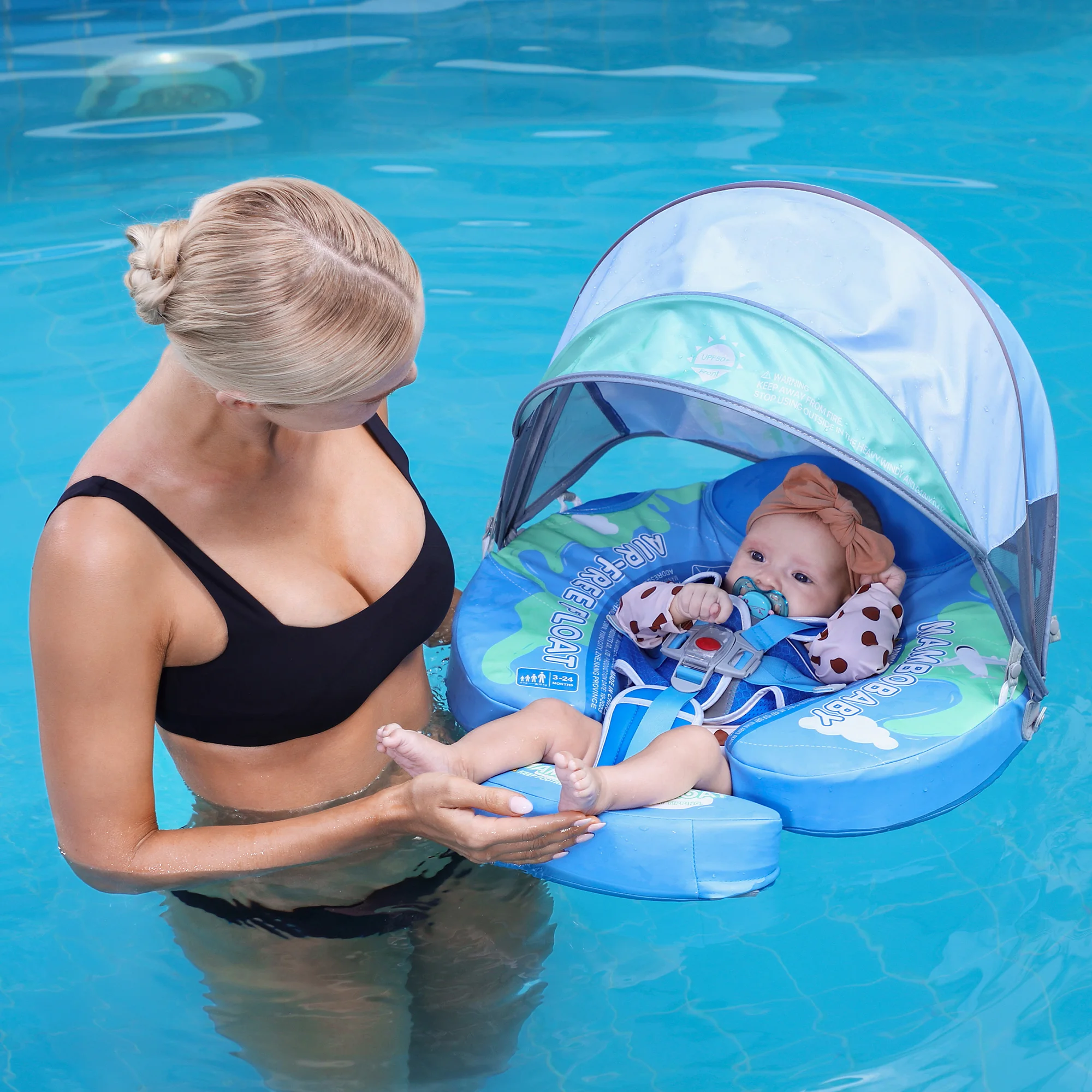Mambobaby Add Tail Baby Swimming Float with Sun Canopy