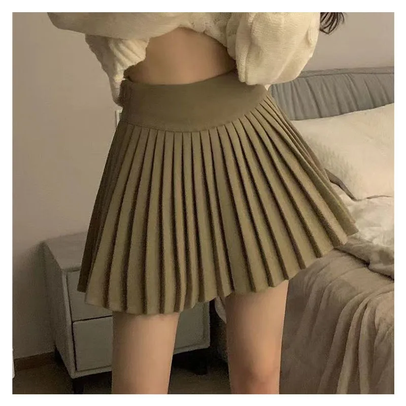 

Spring Summer Pleated Mini Skirts for Womens Black White High Waist Short Skirt Anti Glare Slim Sexy A-line Half Skirt Girl