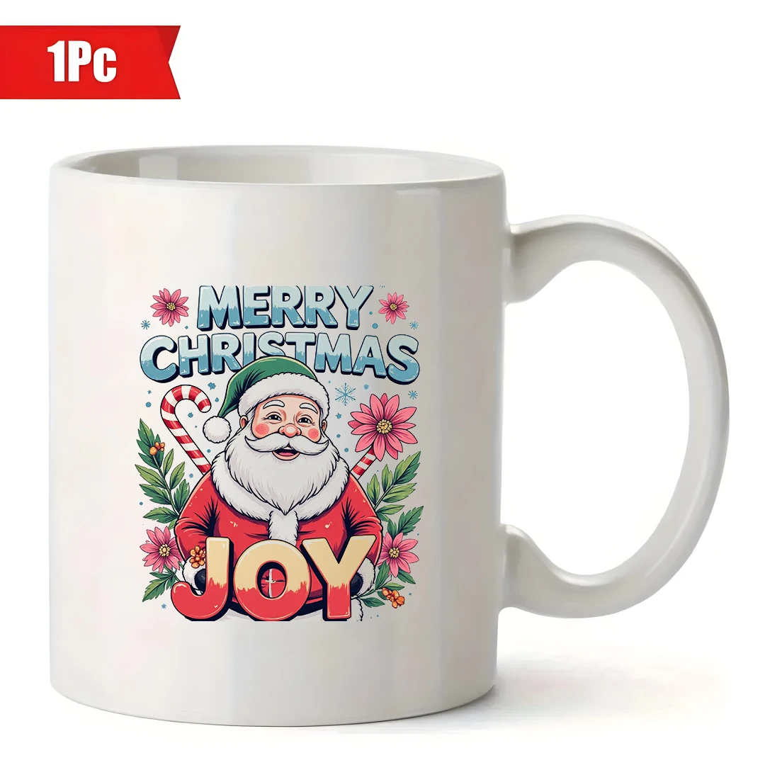 11온스 컵 + 만화 크리스마스 테마 + 메리 크리스마스 조이 일러스트레이션 어린이 선물 가족 사무실 커피 컵