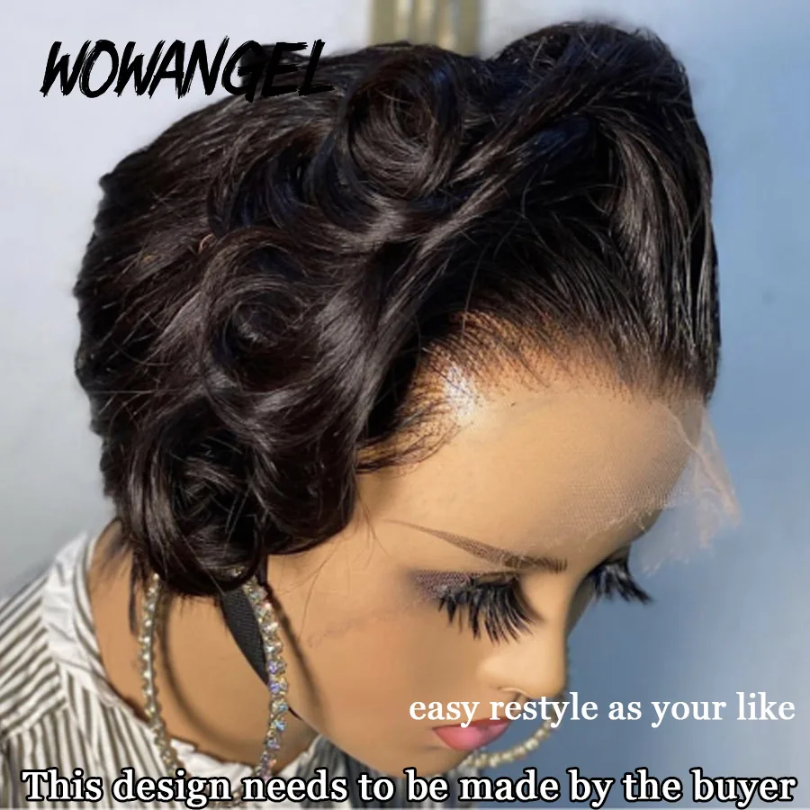 Parrucca diritta corta Pixie Cut HD parrucca anteriore in pizzo pelli Melt parrucche Bob Pre pizzicate 13x4 parrucca anteriore in pizzo capelli umani capelli brasiliani
