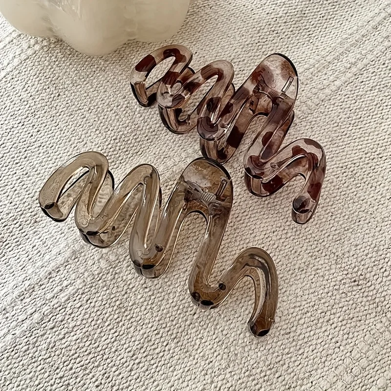 Feminino y2k ondulado alto brilhante âmbar marrom grande leve grampo de cabelo de plástico elegante e minimalista acessórios de cabelo para mulher